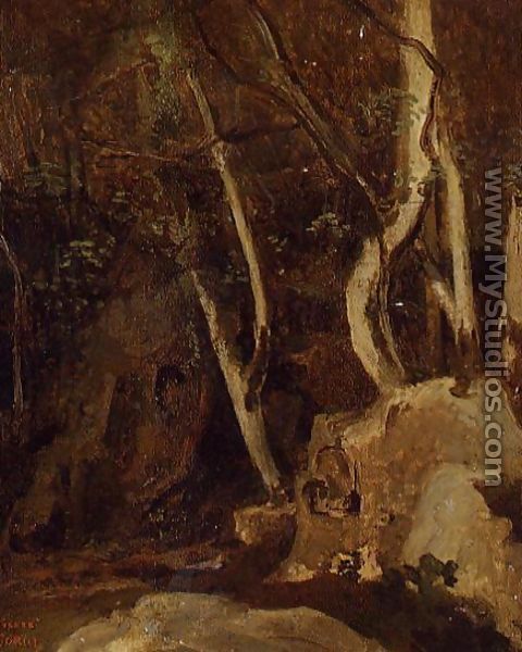 Civita Castellana, Rocks with Trees - Jean-Baptiste-Camille Corot