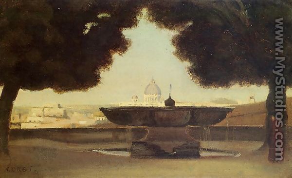 Rome - The Fountain of the Academie de France - Jean-Baptiste-Camille Corot
