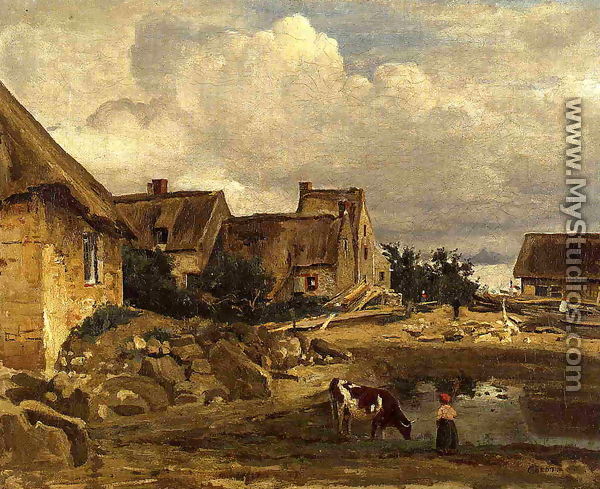 A Farmyard near Fontainebleau - Jean-Baptiste-Camille Corot