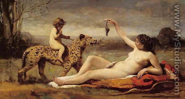 Bacchante with a Panther - Jean-Baptiste-Camille Corot