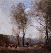 Ville d'Avray, Cowherd in a Clearing near a Pond - Jean-Baptiste-Camille Corot