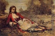 Young Algerian Woman Lying on the Grass - Jean-Baptiste-Camille Corot