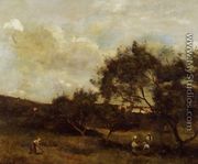 Peasants near a Village - Jean-Baptiste-Camille Corot