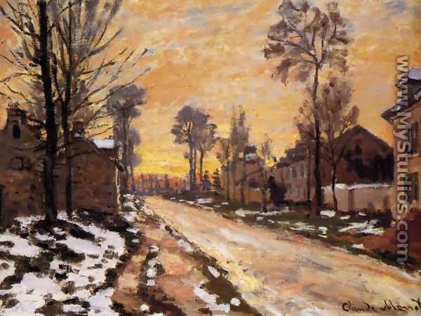 Road at Louveciennes, Melting Snow, Sunset - Camille Pissarro