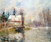 House by the Water, Snow Effect - Gustave Loiseau