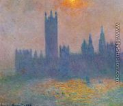 Houses of Parliament, Effect of Sunlight in the fog - Claude Oscar Monet