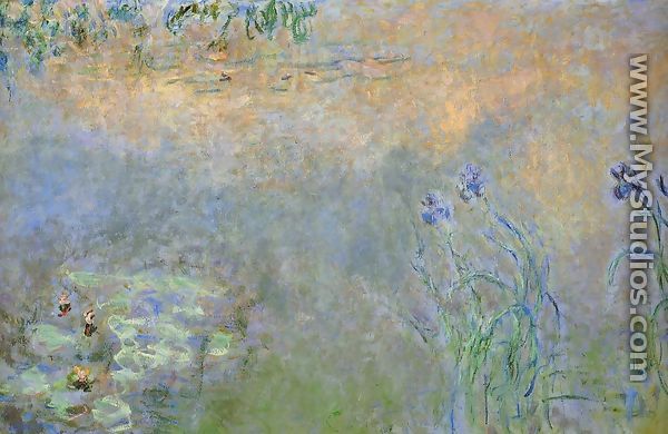 Water-Lily Pond with Irises - Claude Oscar Monet