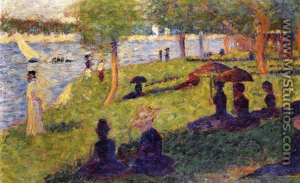 Woman Fishing and Seated Figures - Georges Seurat