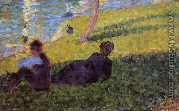 Seated Man, Reclining Woman - Georges Seurat