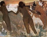 Peasant Girls Bathing in the Sea at Dusk - Edgar Degas