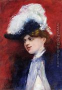Beautiful Woman with Feathered Hat - Lesser Ury