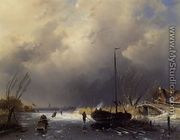 A Winter Landscape with Skaters - Charles Henri Leickert