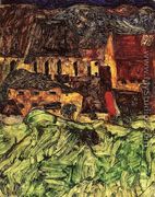 Meadow, Church and Houses - Egon Schiele