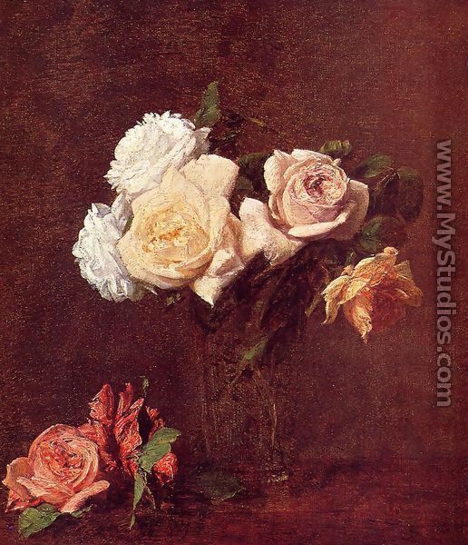 Roses in a Vase - Ignace Henri Jean Fantin-Latour