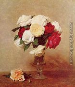 Roses in a Stemmed Glass - Ignace Henri Jean Fantin-Latour