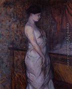 Woman in a Chemise Standing by a Bed - Henri De Toulouse-Lautrec
