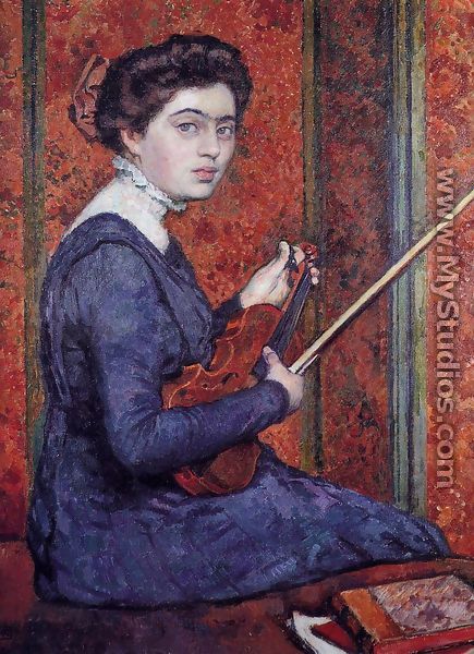 Woman with Violin - Theo van Rysselberghe