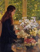 Young Girl with a Vase of Flowers - Theo van Rysselberghe