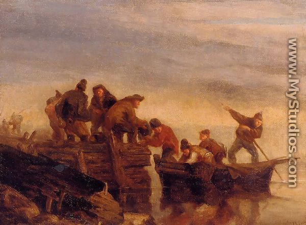 Fishermen by the Water - Eugène Boudin