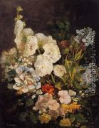 Spray of Flowers - Hollyhocks - Eugène Boudin