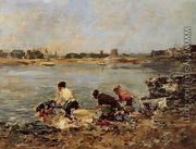 Laundresses on the Banks of the Touques I - Eugène Boudin