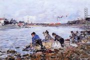 Laundresses on the Banks of the Touques VI - Eugène Boudin
