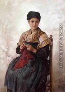 Young Woman Knitting - Jules (Adolphe Aime Louis) Breton