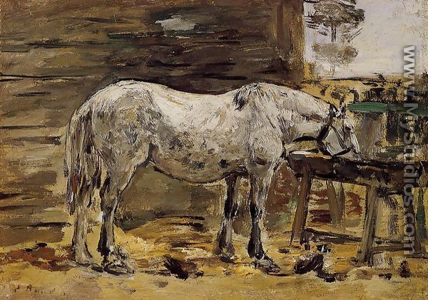 White Horse at the Feeding Trough - Eugène Boudin