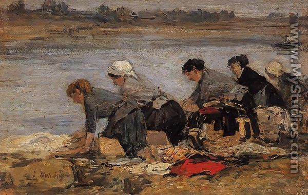Laundresses on the Banks of the Touques XI - Eugène Boudin
