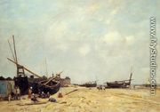 Fishing Boats Aground and at Sea - Eugène Boudin