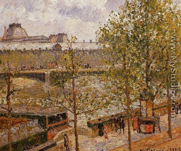 The Louvre, Morning, Sun, Quai Malaquais - Camille Pissarro