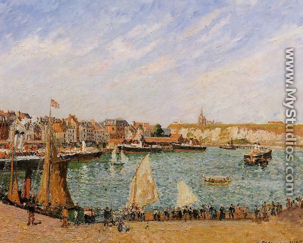 Afternoon, Sun, the Inner Harbor, Dieppe - Camille Pissarro