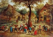 Village Scene with Dance around the May Pole - Pieter the Elder Bruegel