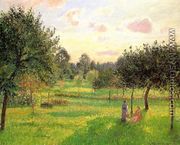 Two Women in a Meadow: Sunset at Eragny - Camille Pissarro