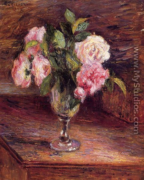 Roses in a Glass - Camille Pissarro