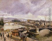 The Pont Boieldieu , Rouen: Rain Effect - Camille Pissarro