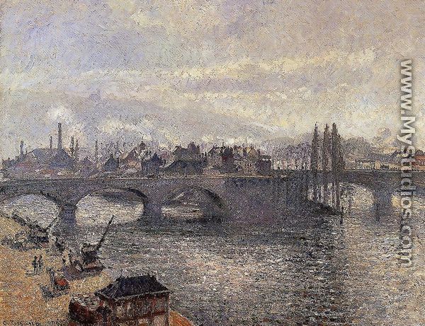 The Pont Corneille , Rouen: Morning Effect - Camille Pissarro