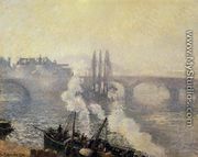 The Pont Corneille , Rouen: Morning Mist - Camille Pissarro