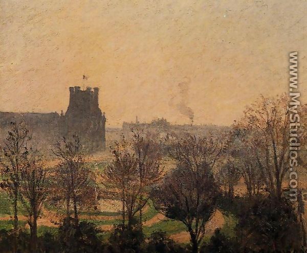 Garden of the Louvre: Fog Effect - Camille Pissarro