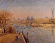 The Louvre: Winter Sunshine, Morning - Camille Pissarro