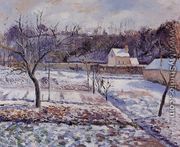 L'Hermitage, Pontoise: Snow Effect - Camille Pissarro