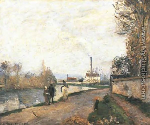 The Oise at Pontoise in Bad Weather - Camille Pissarro
