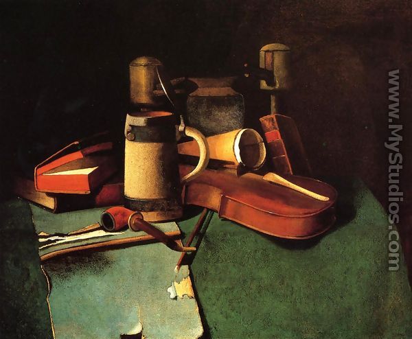 Books, Mug, Pipe and Violin - John Frederick Peto