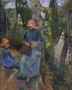 Two Young Peasants Chatting under the Trees - Camille Pissarro
