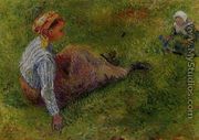 Peasant Sitting with Infant - Camille Pissarro