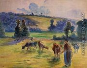 Study for 'Cowherd at Eragny' - Camille Pissarro