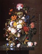 Floral Still Life with Bird's Nest - Severin Roesen