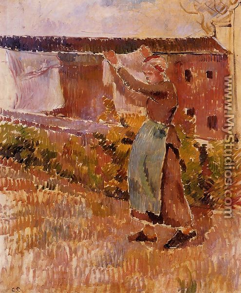 Women Tending the Laundry (study) - Camille Pissarro