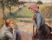Two Peasant Woman Chatting - Camille Pissarro