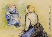 Seated Peasant and Knitting Peasant - Camille Pissarro